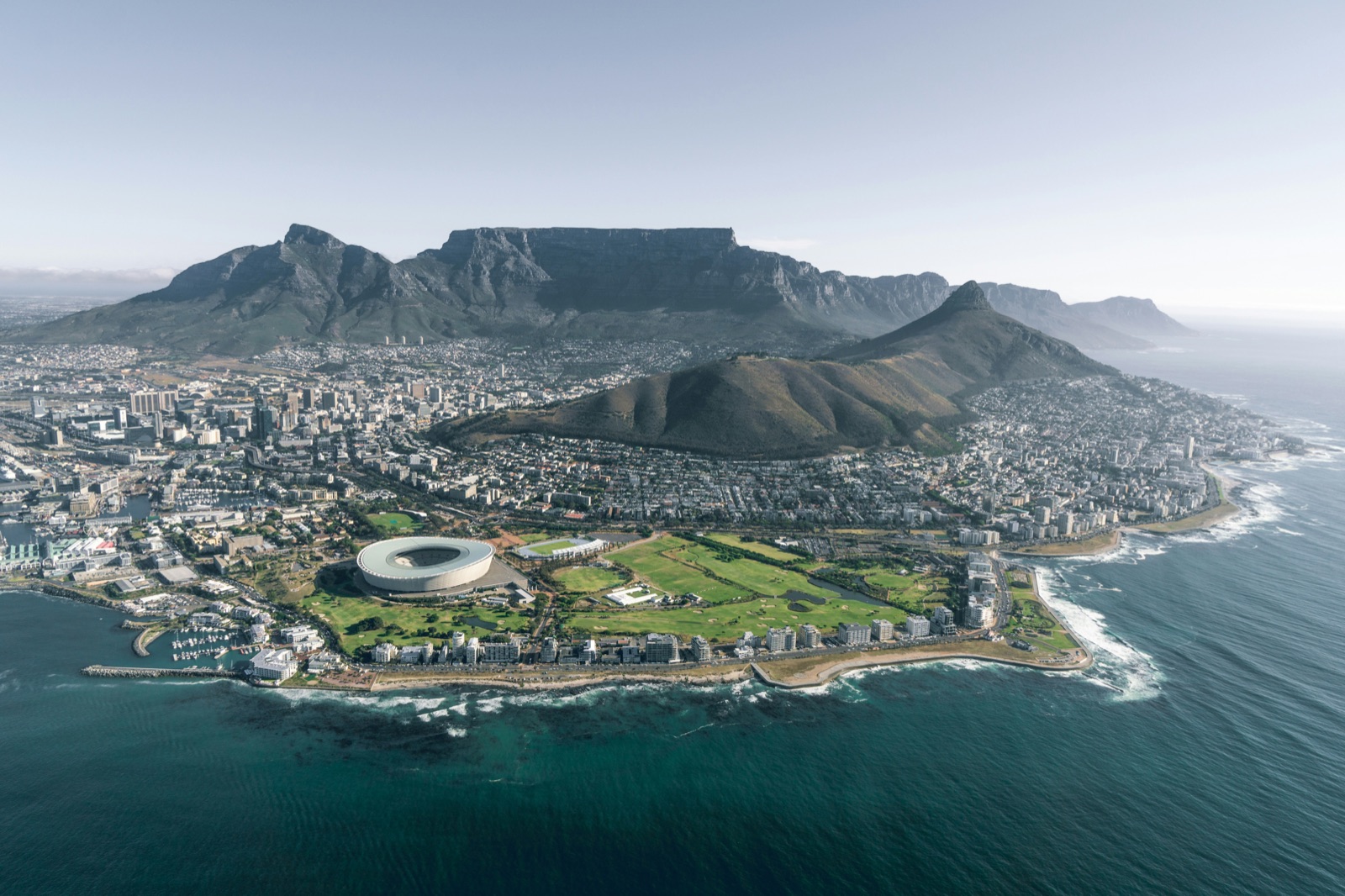 Table Mountain above the Cape Town city bowl, South Africa