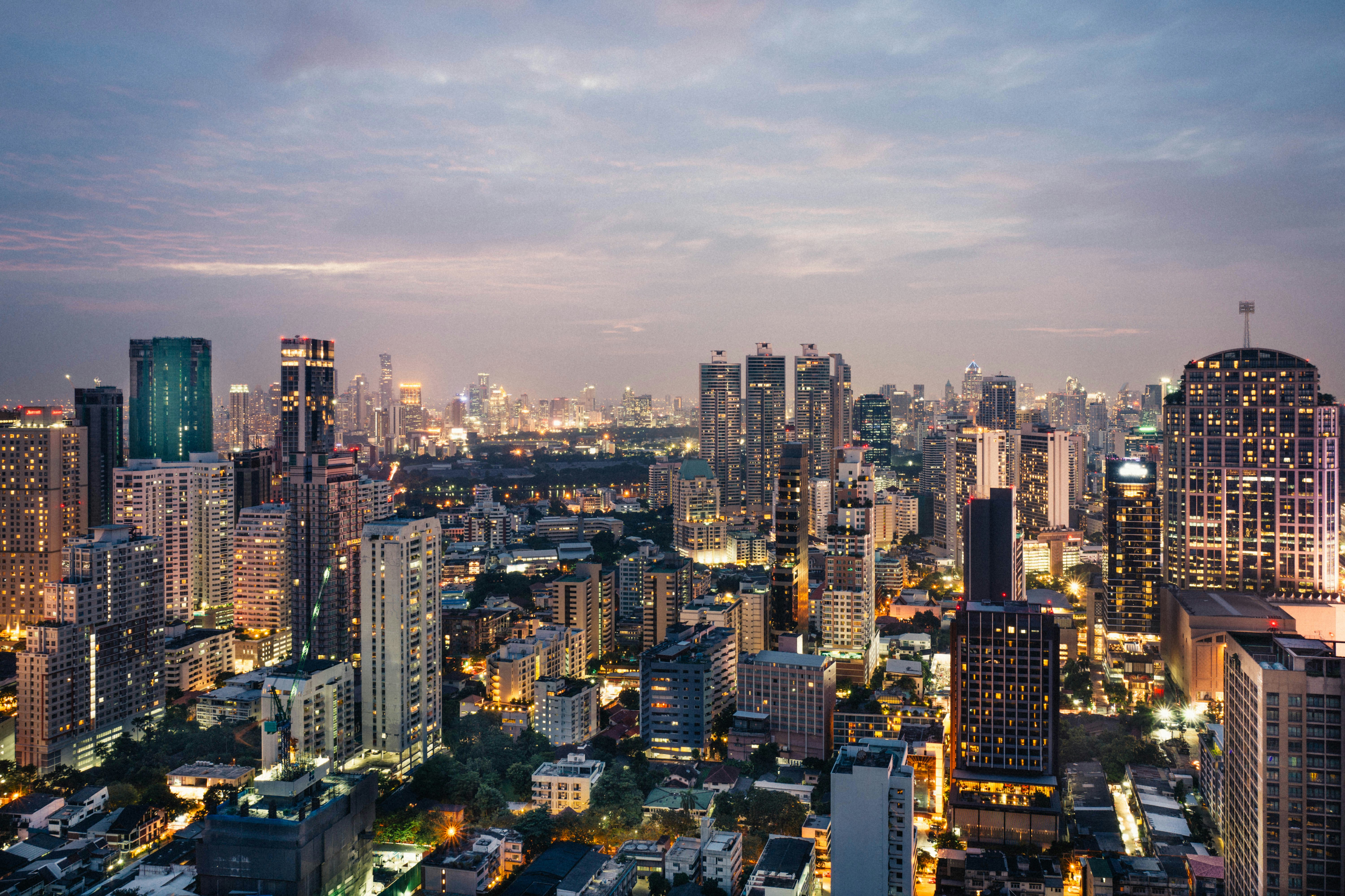 Bangkok skyline and the Chao Phraya River, Thailand
